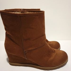 Wedge Suede Calf Booties